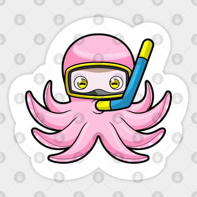 Octopus at Diving with Snorkel & Swimming goggles Sticker by Markus Schnabel